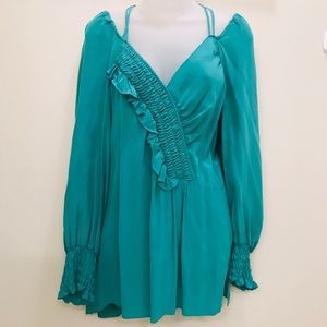 Nanette Lepore Puff Sleeve Silk Top Blouse 12